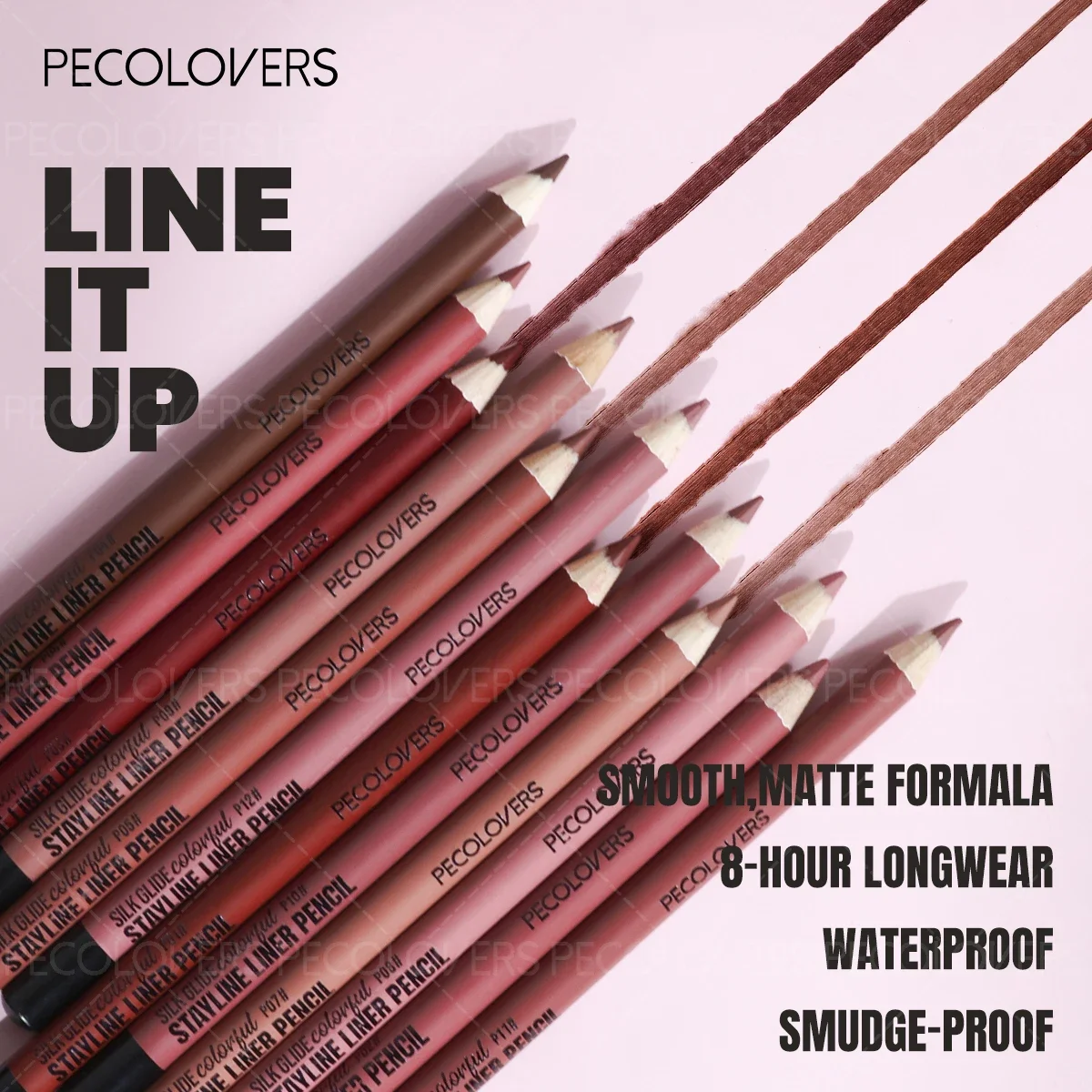 Matita labbra opaca Serie marrone, viola, rosa a lunga durata, rossetto impermeabile Matita labbra Cosmetici labbra da donna