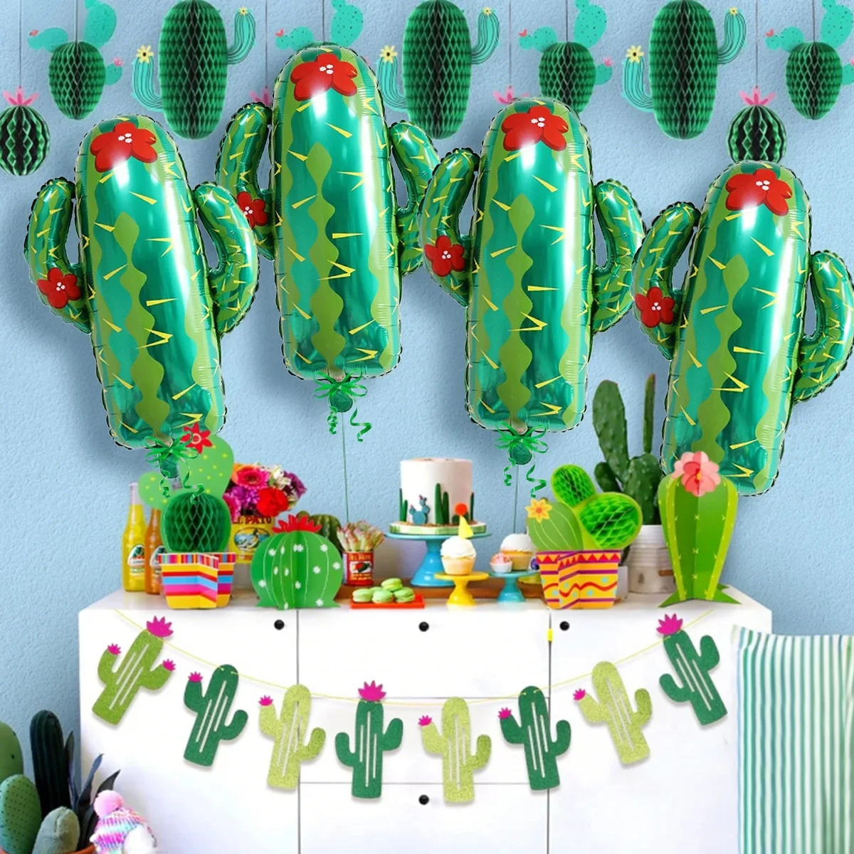 4/6 Stück Kaktus Ballon Hawaii Mexiko Karneval Party Dekoration Blumen Pflanzen Kaktus Geburtstag Festliche Party Dekoration Lieferungen