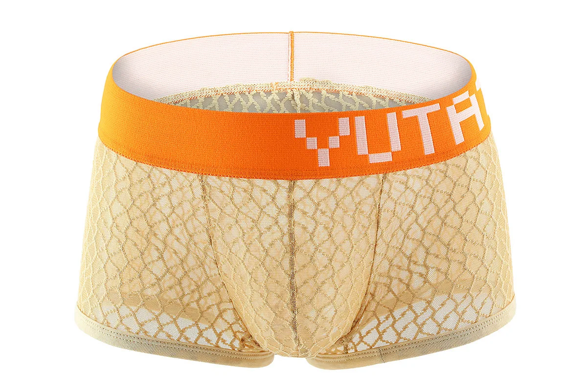

Men's Bulge Boxy Underwear Waistband Mesh Boxer Briefs Breathable Quick-Dry Sheer Underwear Youth Fashion U Pouch Comfort Trunks