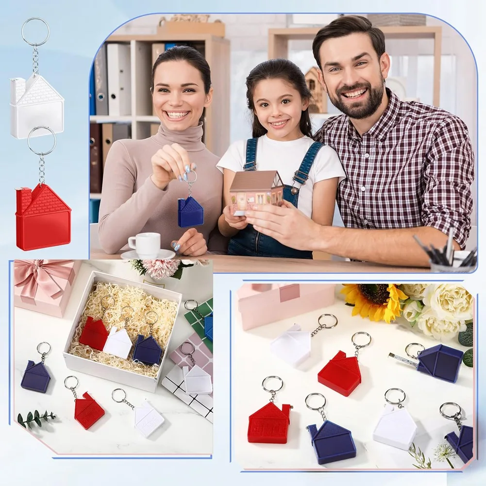 

BHTS-30 Pcs House Shape Tape Measure Keychains 1M/3Ft Real Estate New House Gifts Closing Gifts For Home Buyer