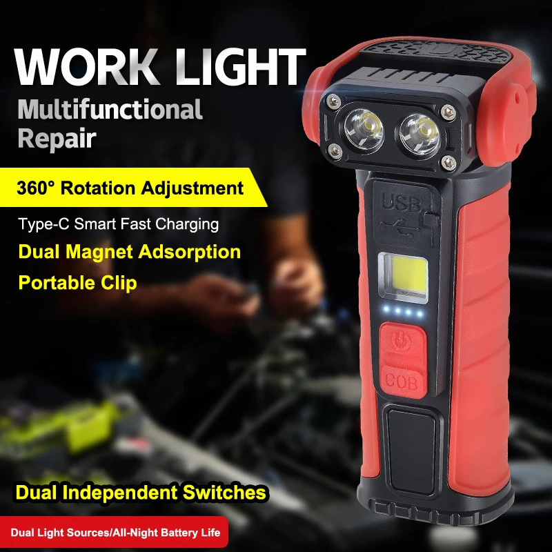 

Outdoor Night Emergency COB Light - Super Bright Magnetic Flashlight with Pen Clip for Maintenance Work