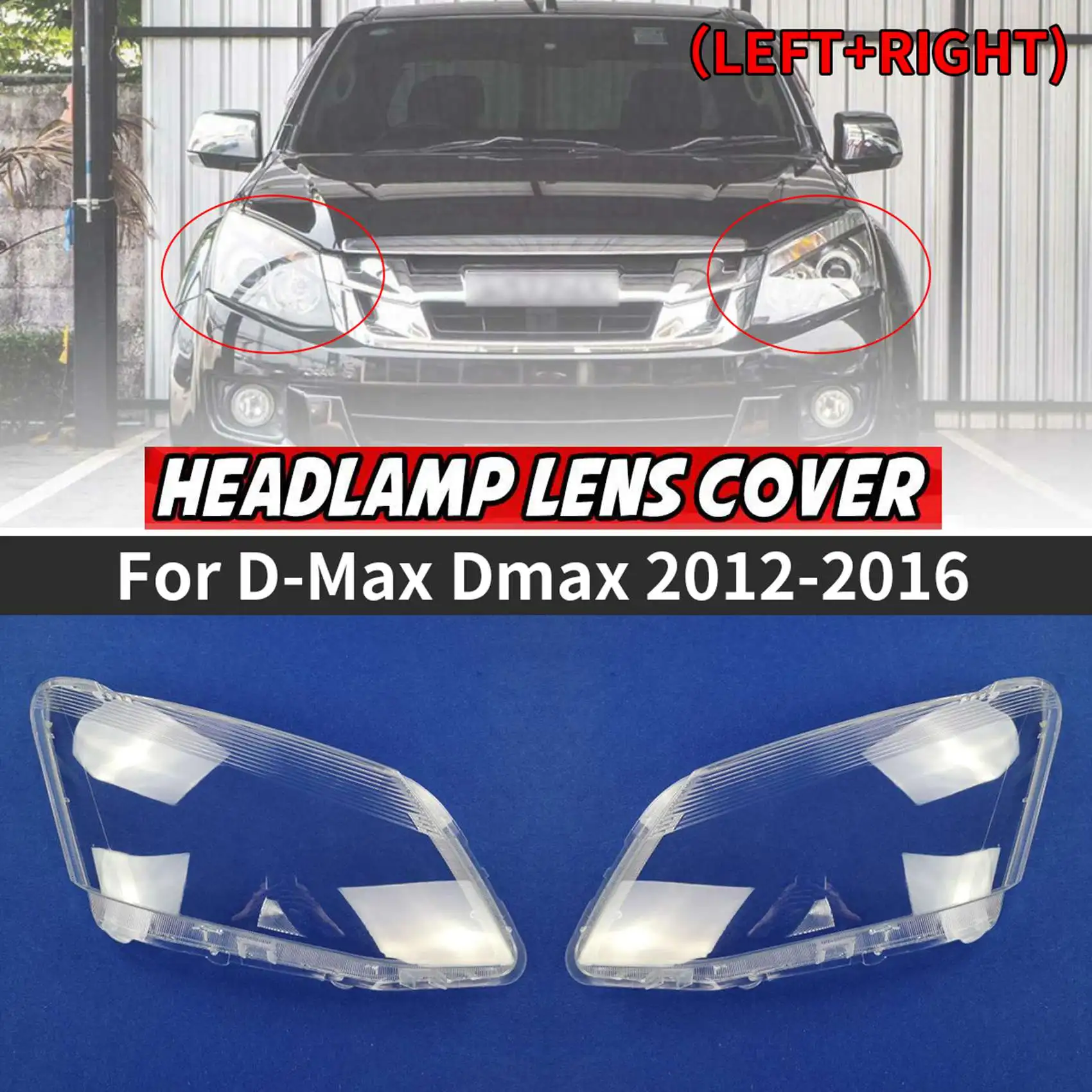 

Left Side for Isuzu D-Max Dmax 2012-2016 Car Headlight Lens Cover head light lamp Transparent Lampshade Shell Glass LH