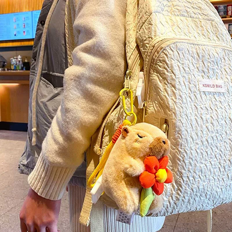 Cartoon Plush Cute Pet Capybara Keychain Pendant Cute Doll Plush Toy Bag Charm Decoration
