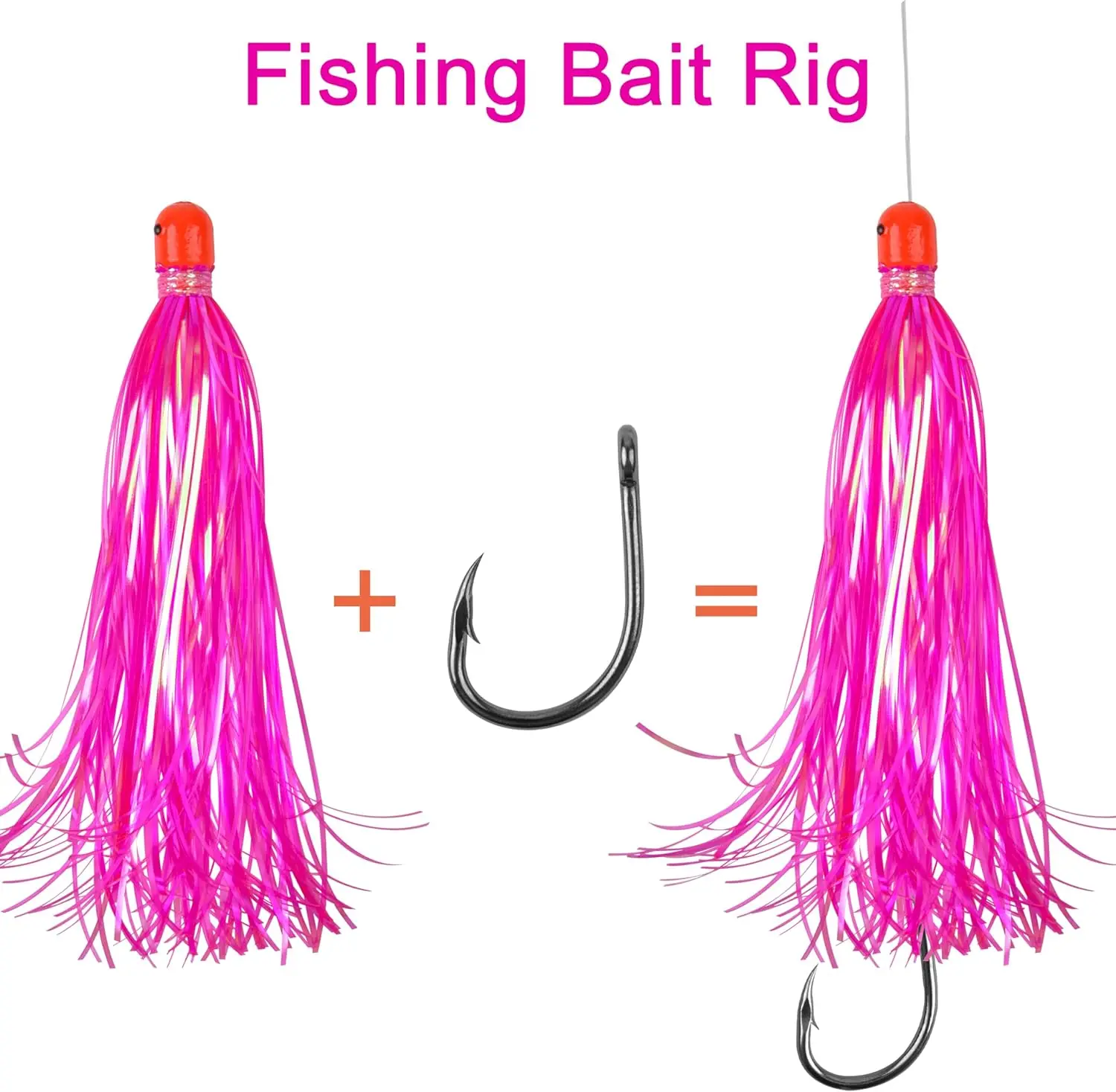 3Pcs Mylar Flash line Teaser Tail Bucktail Fishing lure 10g Weighted Tailed Jig Head Saltwater Skirts bait jig rig trolling lure