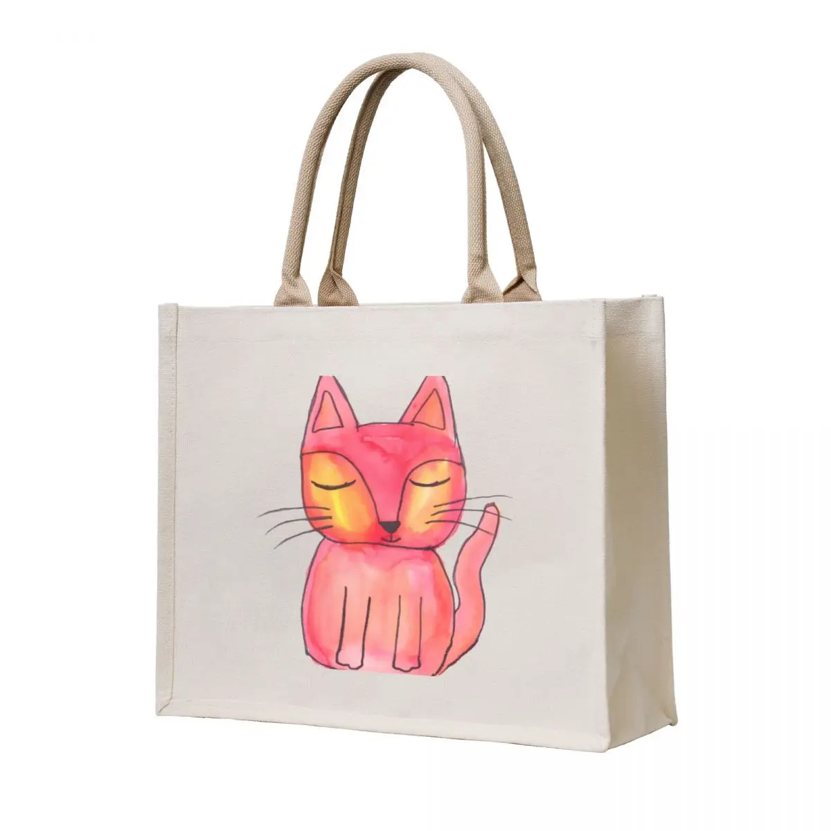 Bolso de mano con diseño de gato albaricoque, bolso con carrito de compras, bolso de mano personalizado para mujer