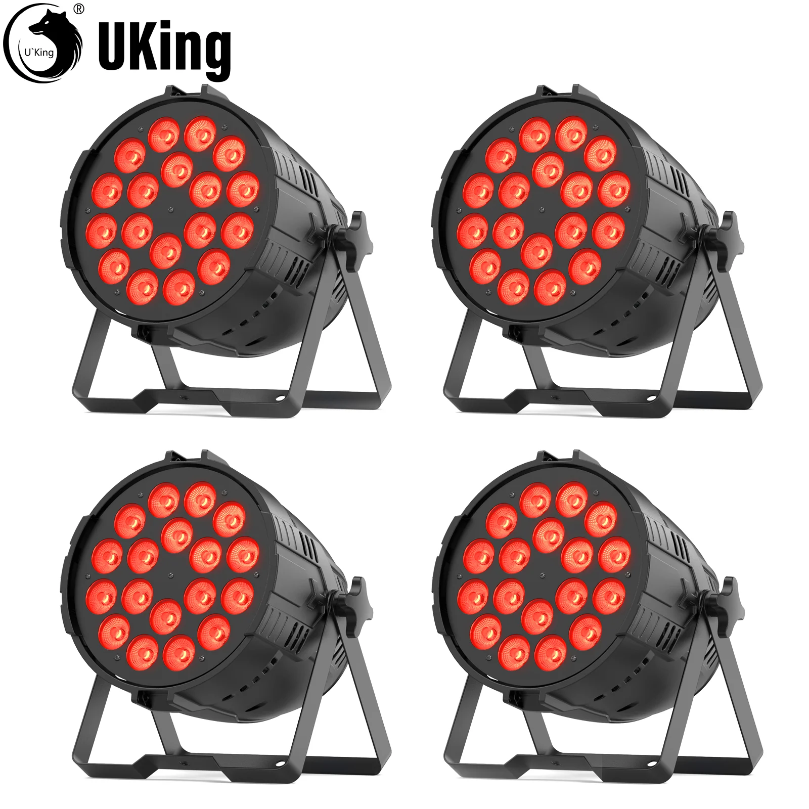 

U'King 1/2/4Pcs 18 LEDs RGBL Par Lights 8 Color Lighting Effects Stage Lights DMX512 Spotlights For Wedding Party DJ Disco Bar