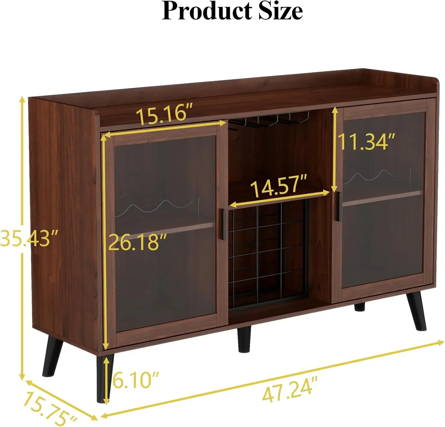 Weinbarschrank mit LED-Licht, Kaffeeschrank für Zuhause mit Wein- und Glasregal, Küchenbuffet-Sideboard mit Ablageflächen