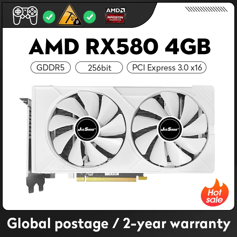 

JIESHUO AMD gaming graphics cards,rx 580 8 gb,580 rx 8gb 2048sp,rx580 8bg,580 rx 8 gb,placa de video rx 580 8gb GDDR5 256bit GPU