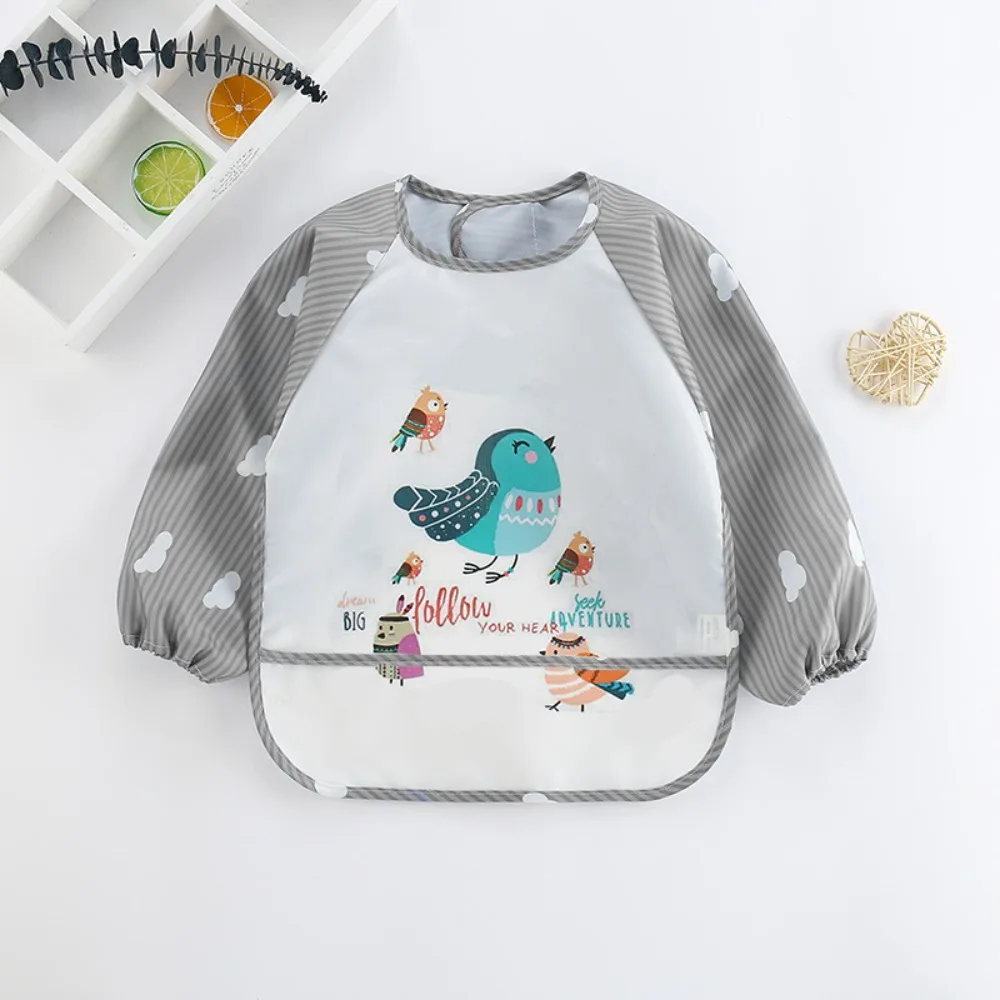 

1-3Year Cartoon Baby Long Sleeve Scarf Waterproof Feeding Bib Feeding Smock Burp Cloth Toddler Art Apron Girls