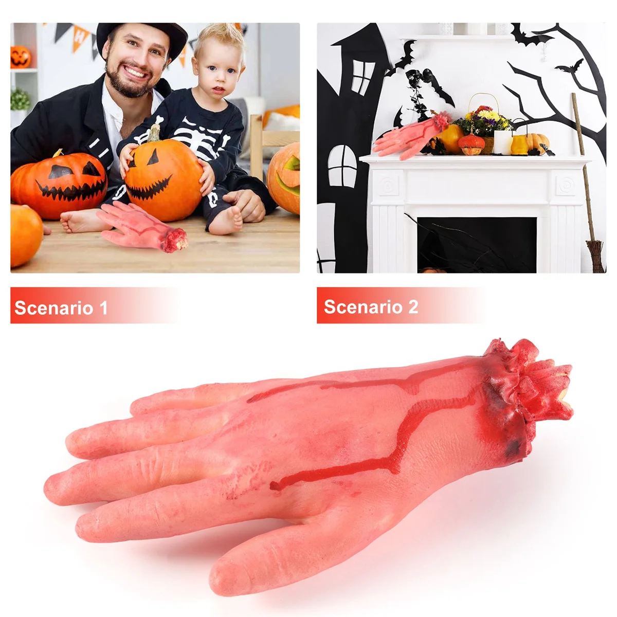 Bloody Horror Scary Halloween Prop Fake Severed Life Size Arm Hand House Scary Bloody