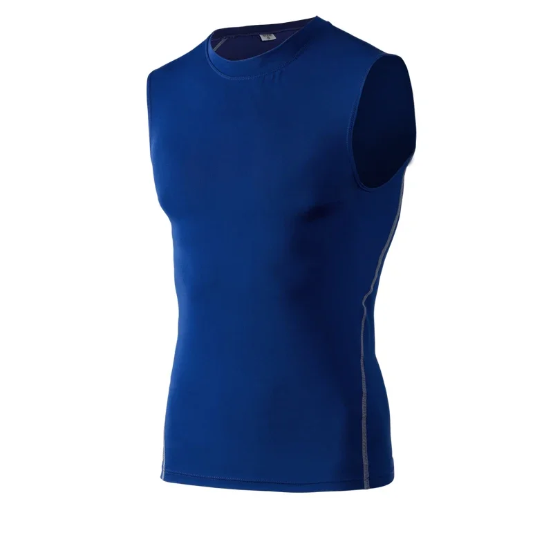 Ropa de gimnasio para hombre, camiseta sin mangas deportiva para Fitness, chaleco de secado rápido, ropa deportiva para entrenamiento, correr, Tops, Camiseta deportiva con cuello redondo