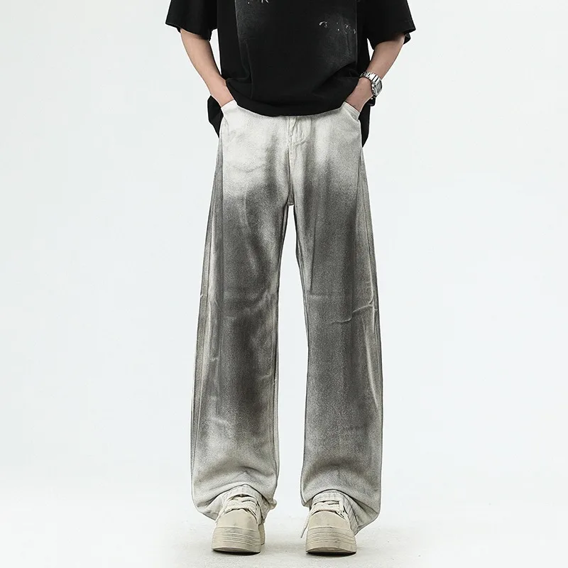 2026 New White Mens Jeans Loose Straight Wide Leg Plus Size Fashion Casual Versatile Spring Autumn Denim Long Trousers