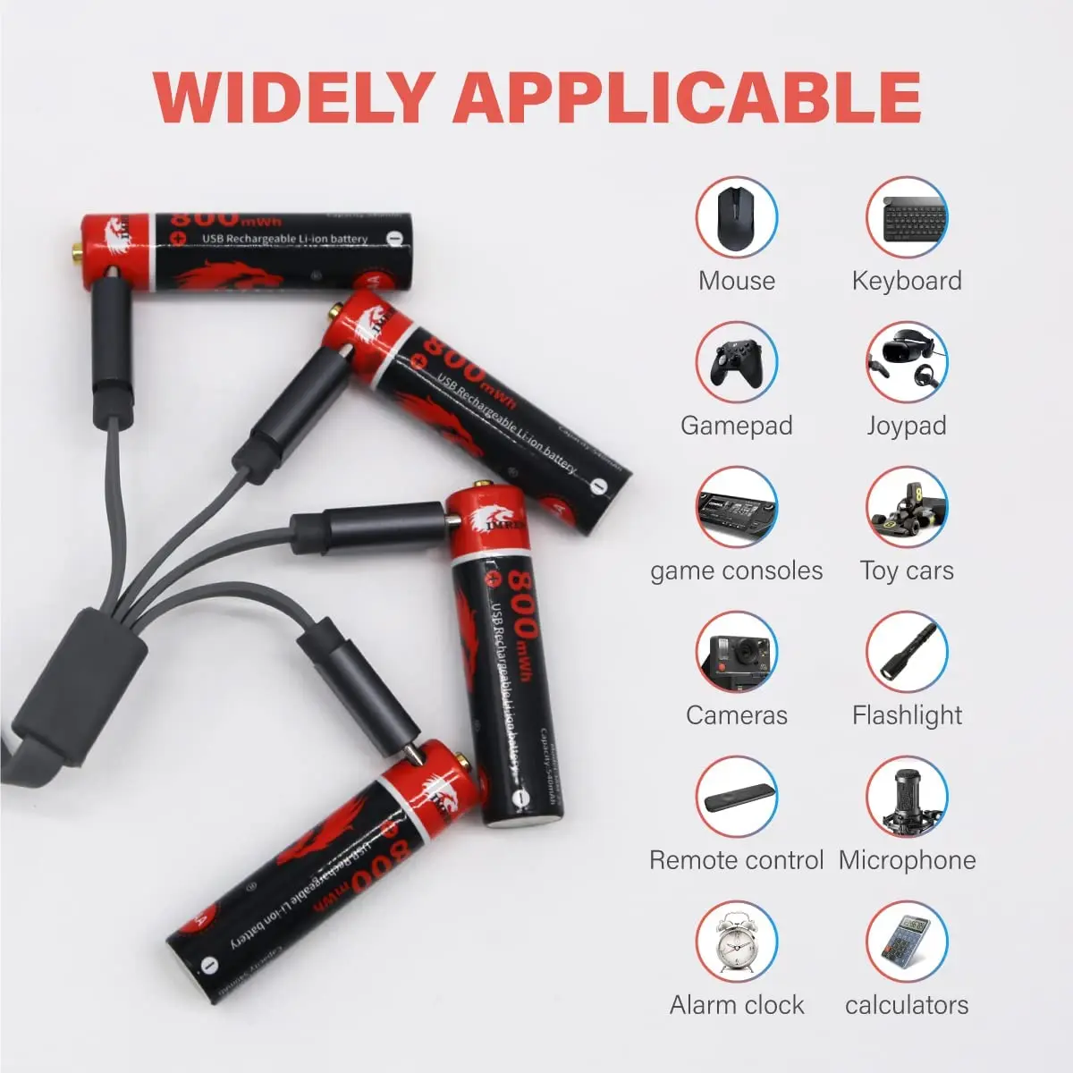 IMREN 4PCS AAA แบตเตอรี่1.5V Li-Ion AAA แบตเตอรี่ชาร์จ USB 800MWH 3A Aaa ไฟฉายแบตเตอรี่4PC ที่ใส่แบตเตอรี่ AAA