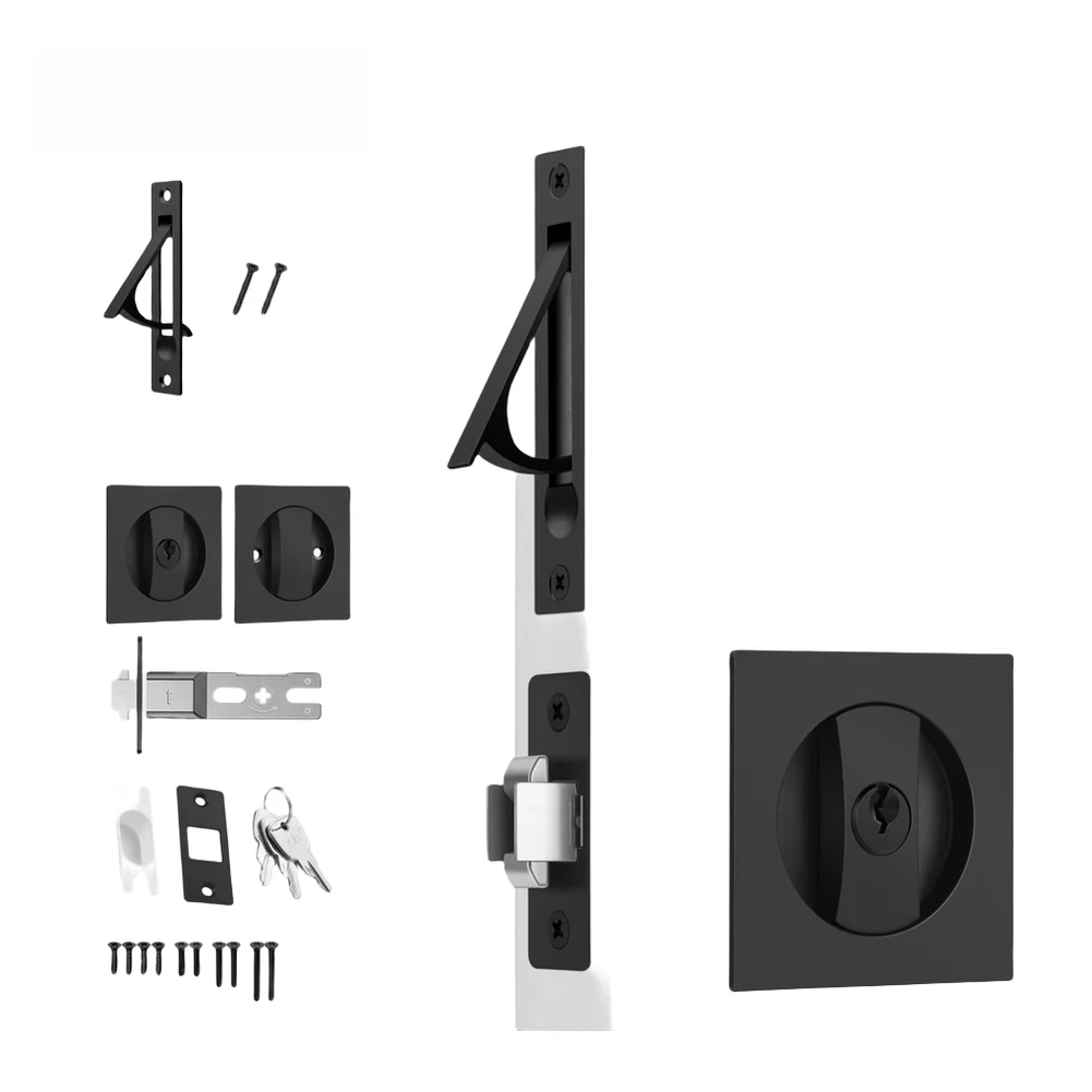 Door Lock for kit Made of Zinc Alloy with for Sliding Barn Wood Doors Flush Mounted Design for Minimalist Interiors
