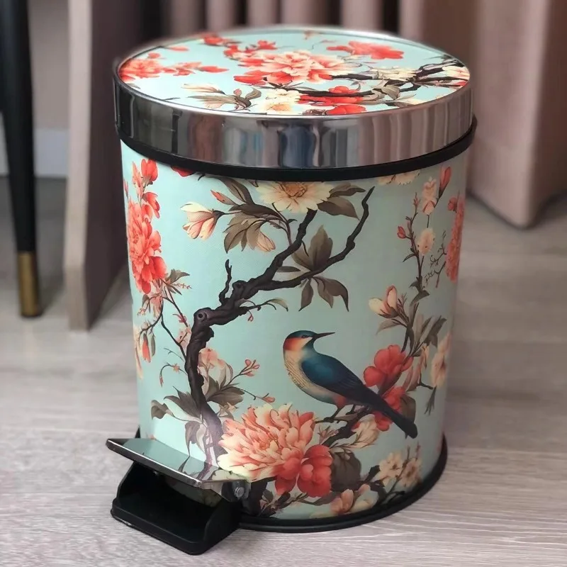 

【Новый китайский высококачественный мусорный бак для ног с крышкой】Утолщенный кожаный мусорный бак большой емкости с подкладкой ручки