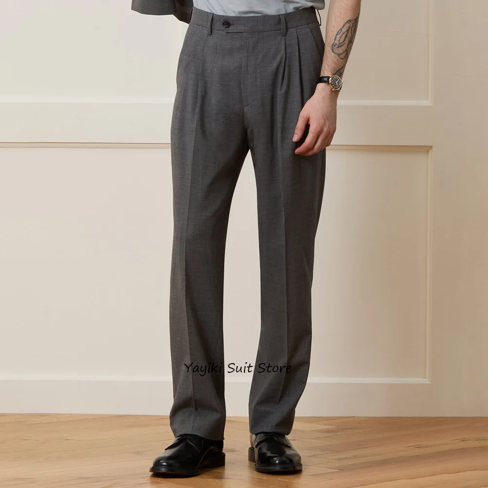 

Men's Trousers Business Casual Trouser for Man Polyester Fiber Work Pants Straight Leg Solid Color Tailoring Classic Clothing