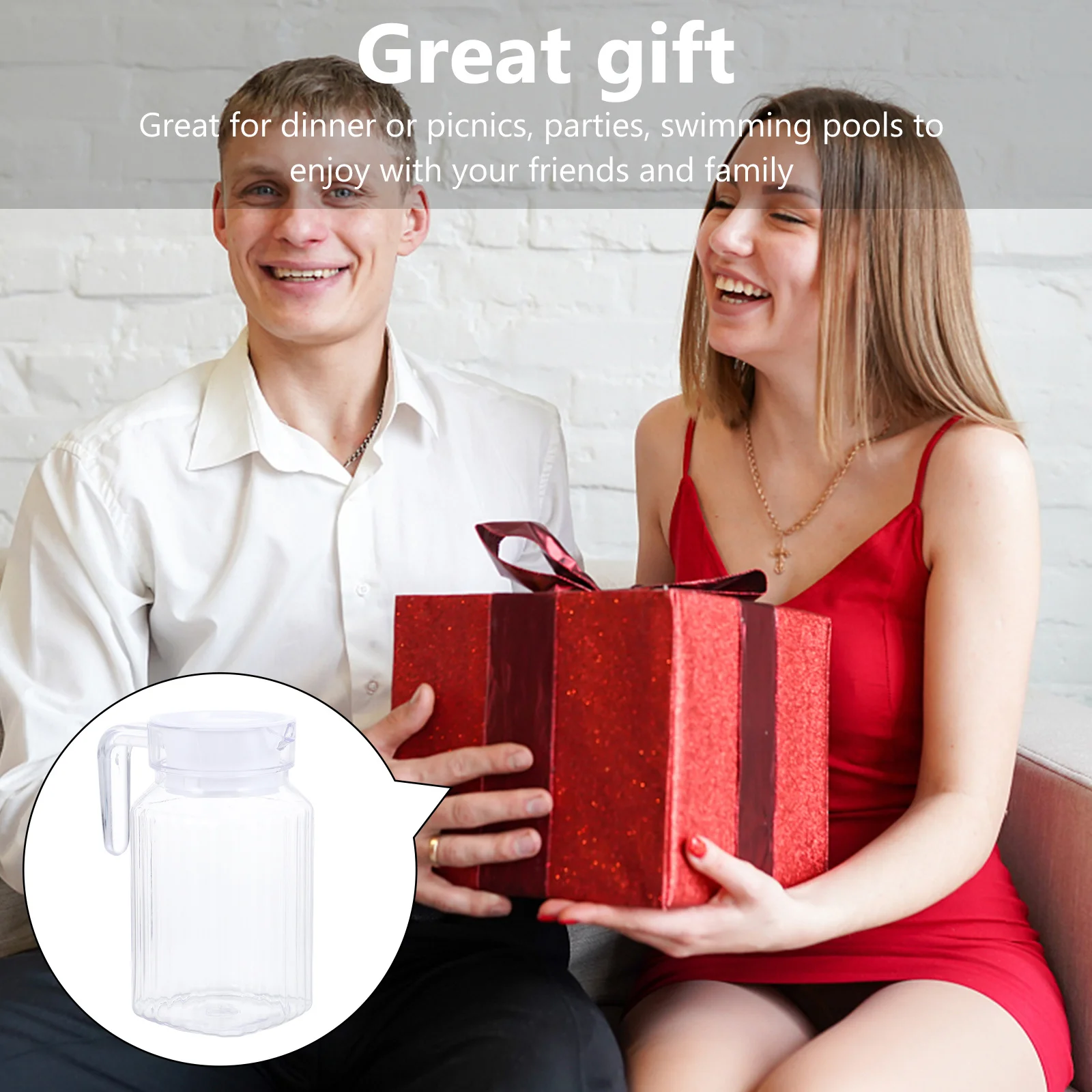 

1Pcs Cold Water Kettle Transparent Large Capacity Plastic Water Pitcher Easy Pour Handle Design for Picnic Party Outdoor Use