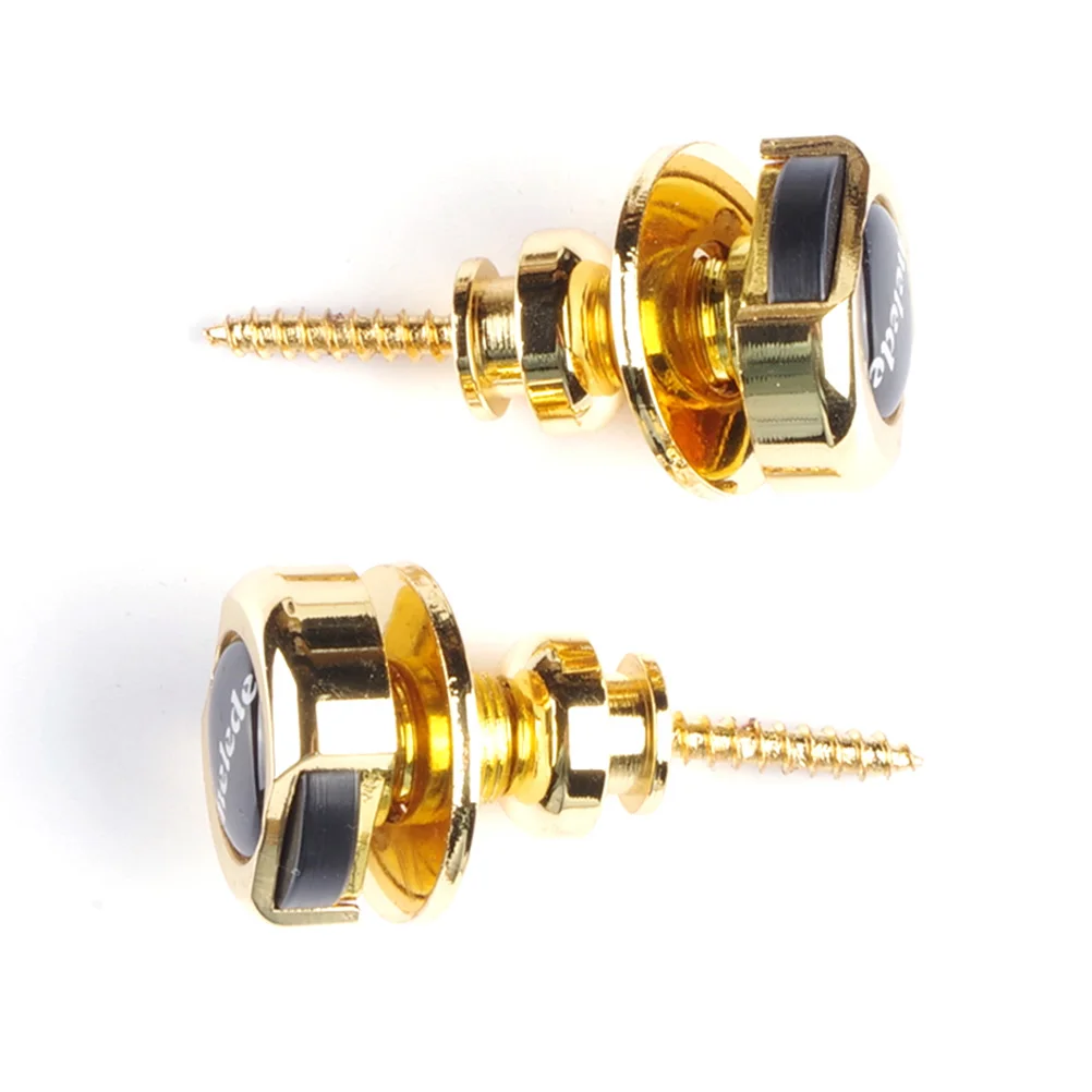 

2 Pcs Guitar Lock Buckle Electric Strap Locks Buttons Wooden Acoustic Metal Nail
