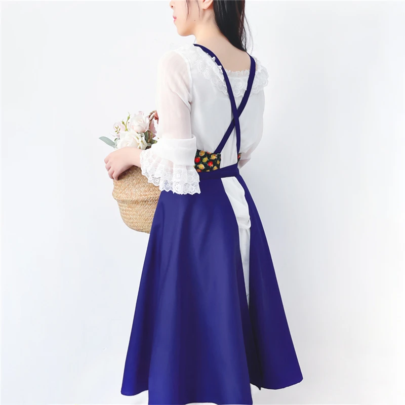 Women's Kitchen Apron Floral Fruit Oil Painting Overalls Useful Things for Kitchen Waterproof Outdoor Blue Dress Fashion Gifts