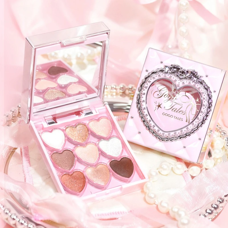 GOGO TALES Rococo Sweet 9-Color Eyeshadow Palette with Double Layer Highlighter Blush Earth Tone Matte & Shimmer Long-Lasting Ma