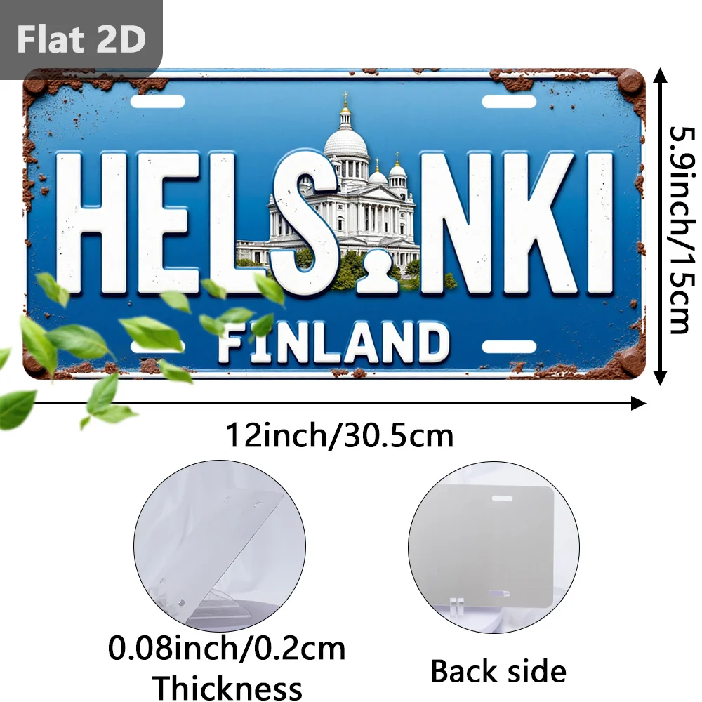 2D Flat Design, 1pc, for Decorative Purposes Solely, Outdoor Sign And Wall Decoration (12Inch X 5.9Inch), Helsinki, Finland, Sig