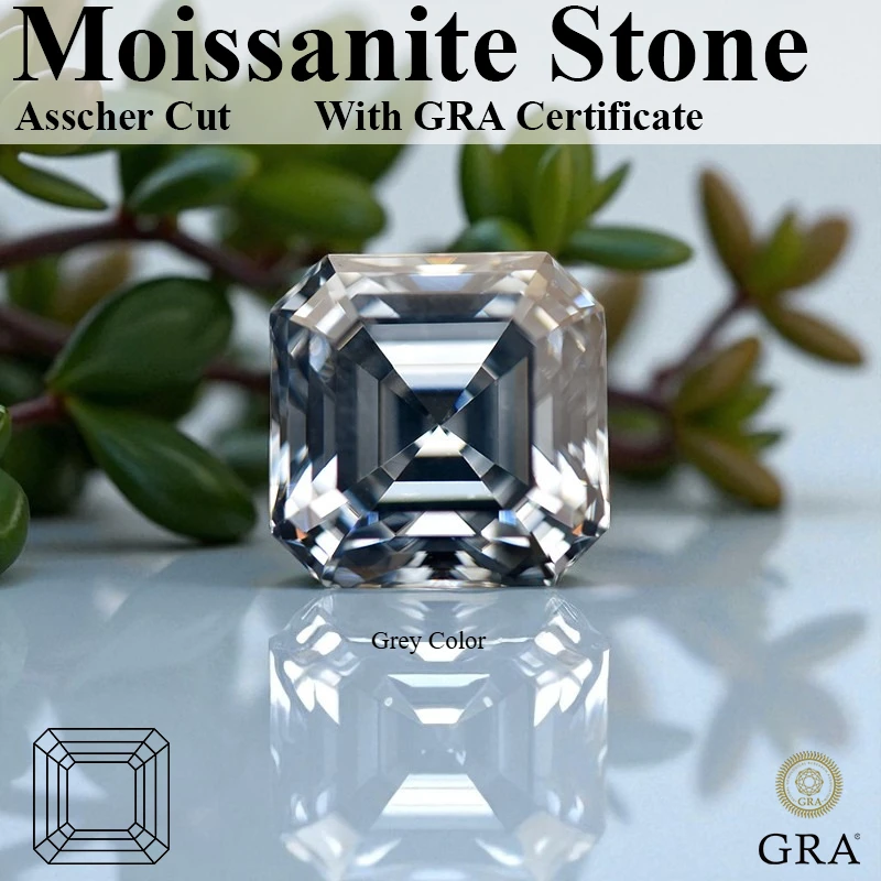 

Бусины из муассанита Asscher огранки серого цвета VVS1 свободные бусины из драгоценных камней с сертификатом GRA для изготовления ювелирных изделий