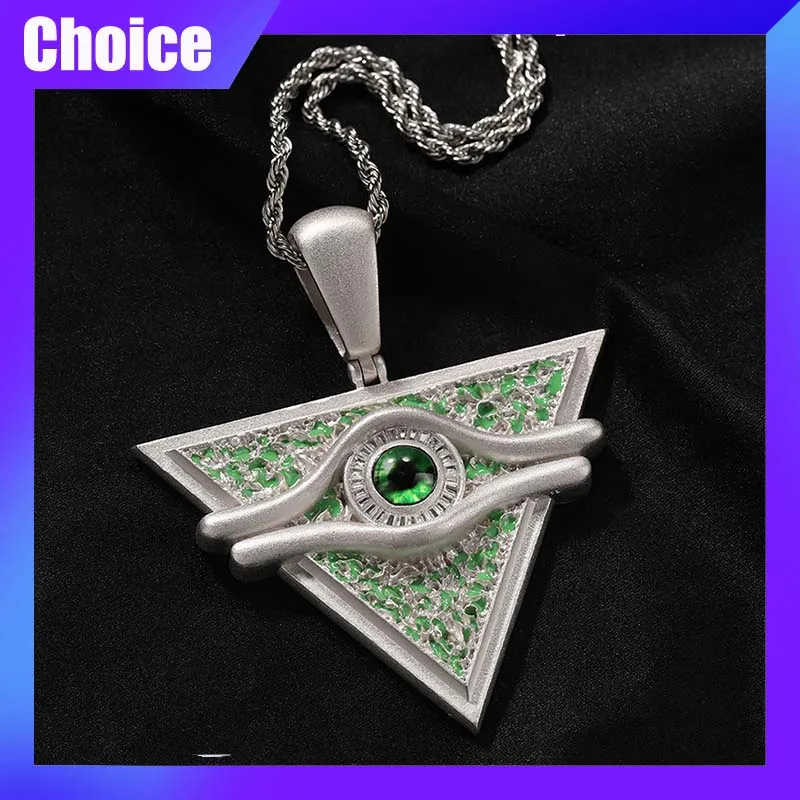 Yugioh KONAMI Duel Monsters Yu-Gi-Oh Puzzle Necklace Anime Pendant Cosplay Props 5A Zircon Hip Hop Accessories Jewelry Gift Man