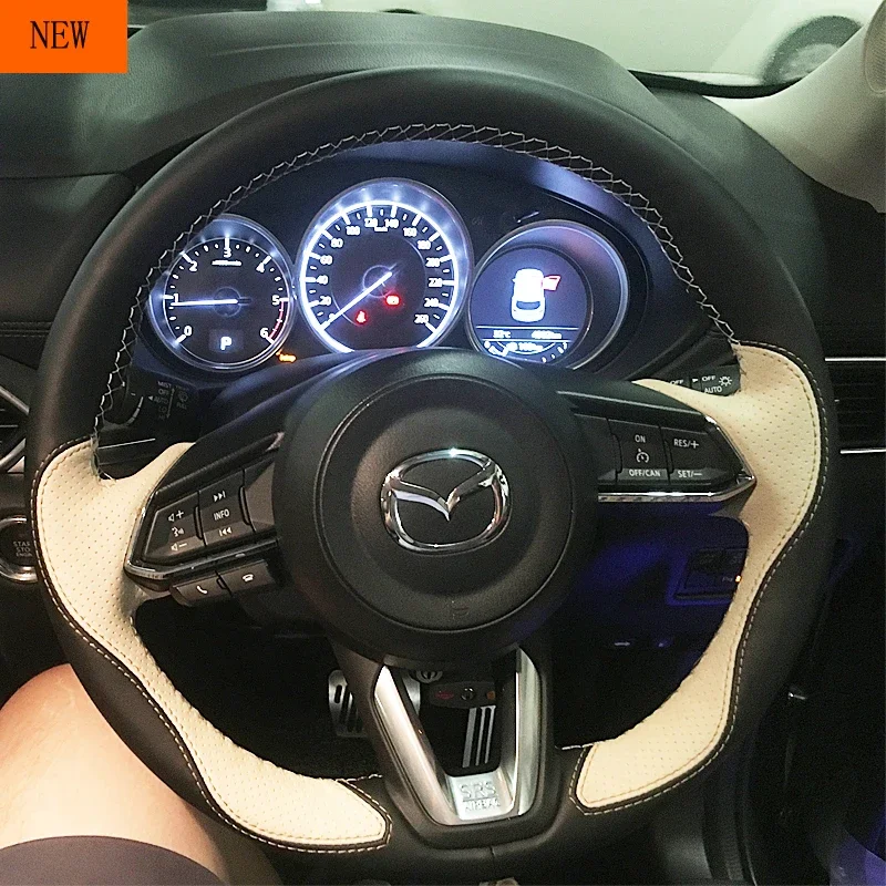 DIY Leather Car Steering Wheel Covers for Mazda 3 Axela 2017 2018 2019 Mazda 6 Atenza 2017-2019 CX-3 2018-2019 CX-9 CX-5