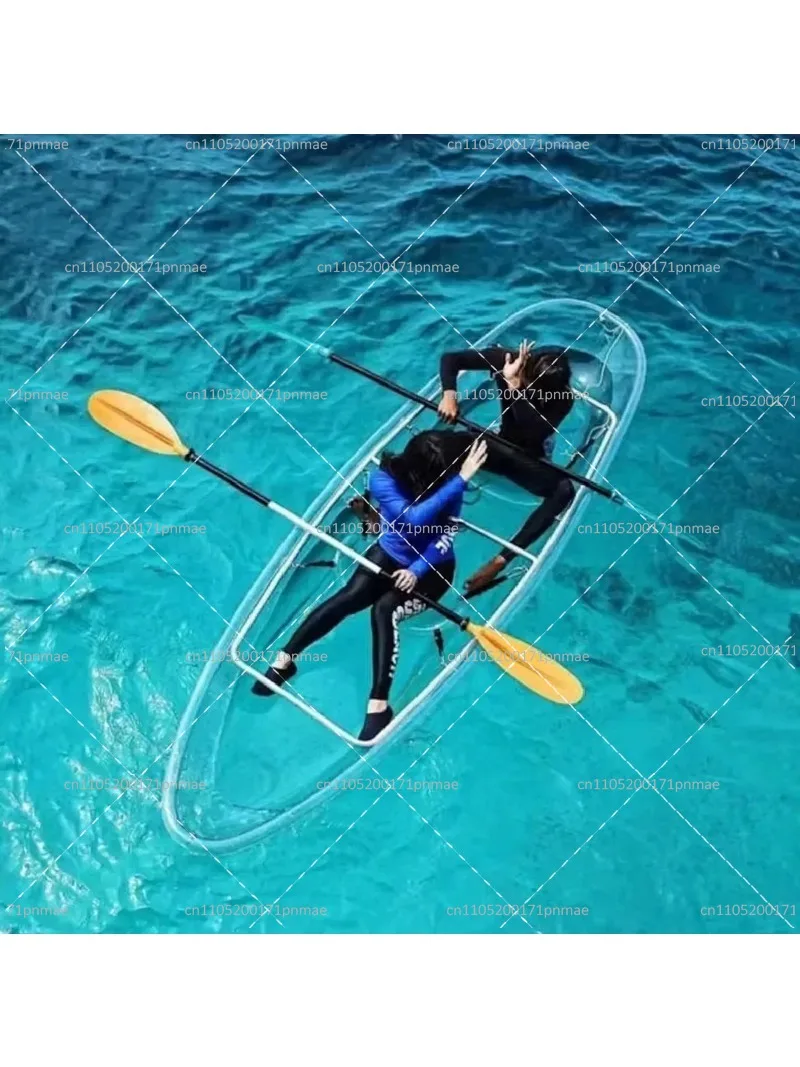 High Quality Transparent Plastic Polycarbonate Fishing Kayak Canoe 2 Person Clear Bottom Boat view 6