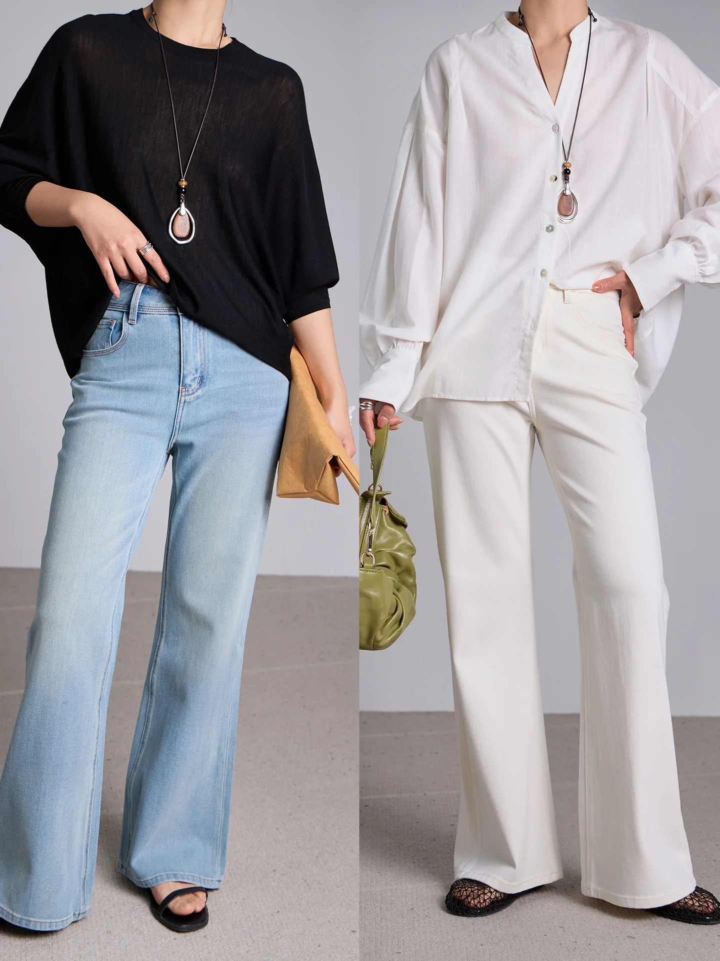 

High Waist Wide Leg Jeans Women's Summer New Style Silk Thin Breathable Casual Long Pants Slimming Effect Casual Trousers