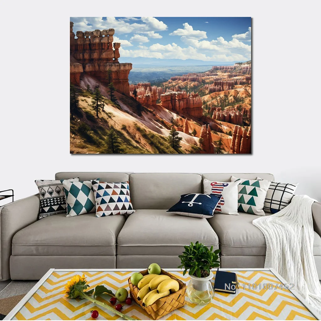 Landscape Picture Bryce Canyon Realistic Photo Canvas Painting Print for Hotel Hall Wall Decor