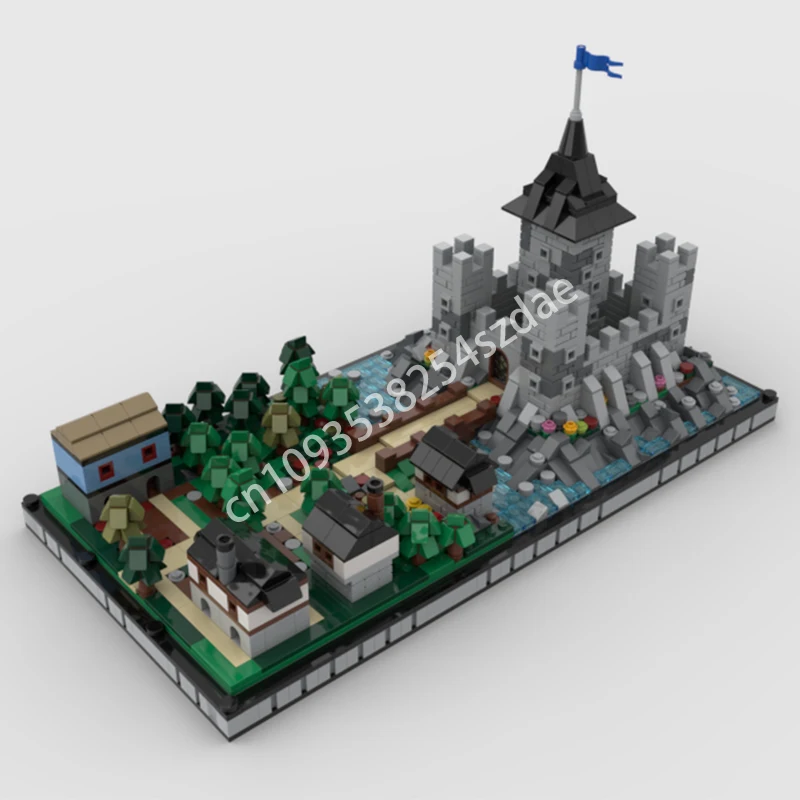 

1699 шт. MOC микромасштаб средневековый замок замок строительные блоки космическая воображение STEAM обучение DIY строительство конструкция