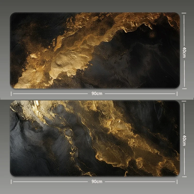 Artistic Marble Gold Vein Large PU Leather Desk Mat | XXL Minimalist Gaming Mouse Pad for Dorm Office, Luxury Aesthetic Decor