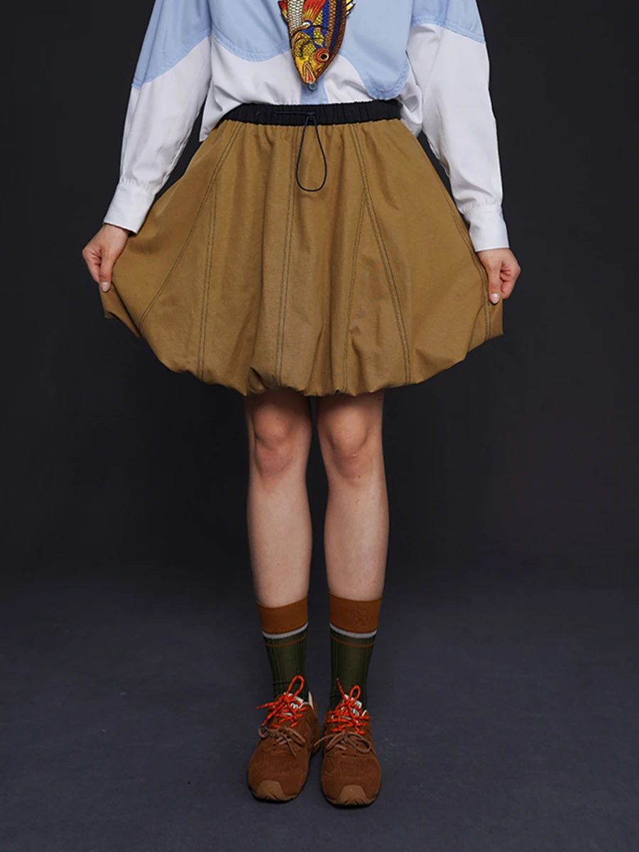 Damen-Sommer-Röcke mit lockerer Linie, flauschiger Rock, weiche Farben, volle A-Linien-Röcke für Damen, lässige ausgestellte Röcke für Frühling und Herbst