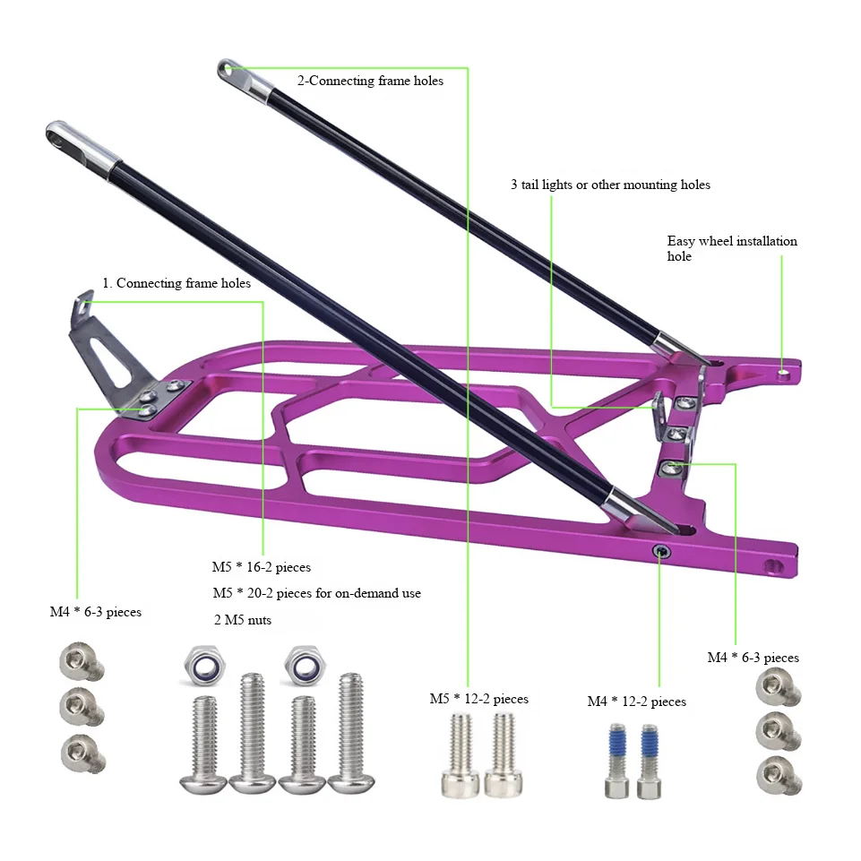 For Brompton Folding Bike Aluminum Rear Luggage Rack,25KG Load-bearing Capacity Bicycle Repair Tools