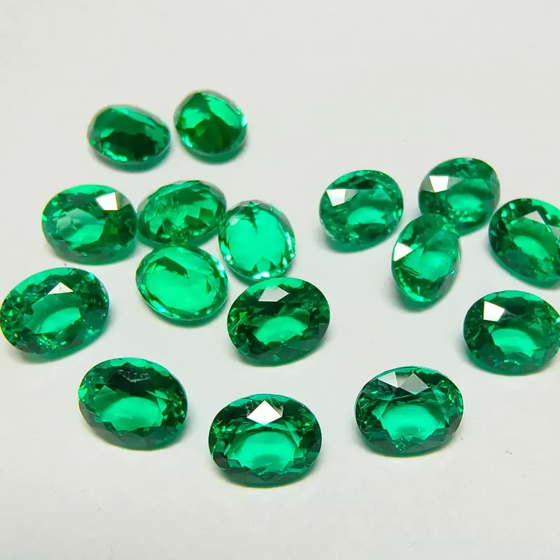 Lab Grown Columbian Emerald Green Oval Shape Gemstone For Diy Jewelry Pendant Bracelet Making Material Selectable Certificate