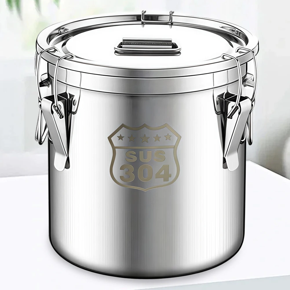 

6/12L Stainless Steel Airtight Canister with Seal Lid Food Storage Container with Handles for Home Kitchen Bar Restaurants