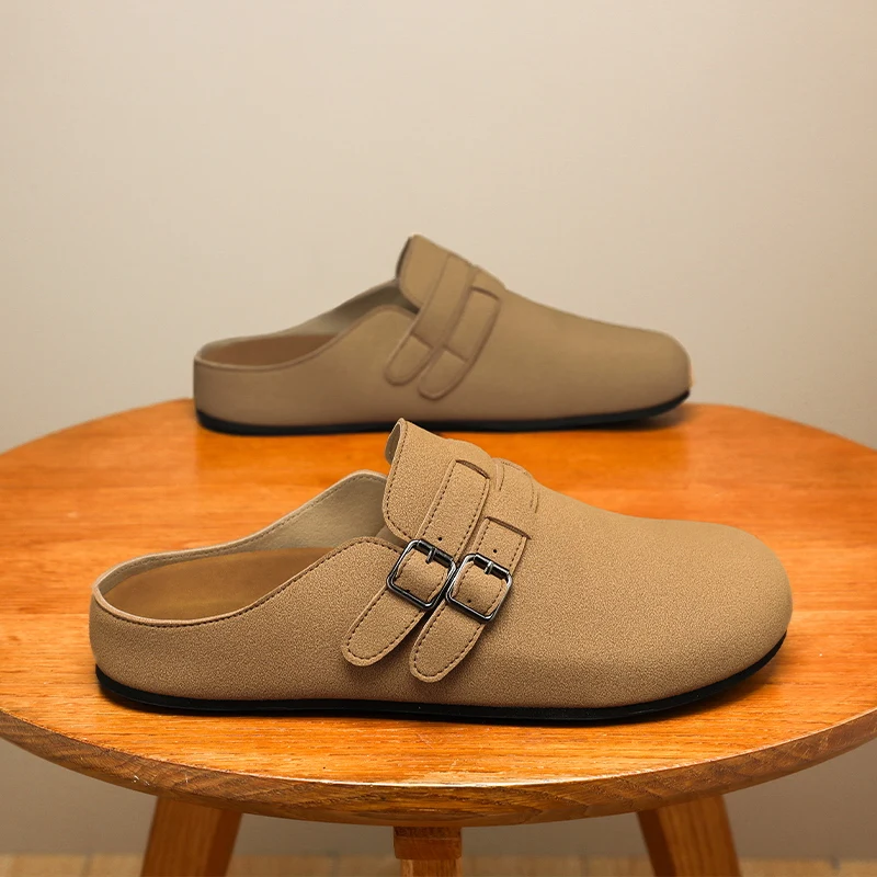 Waterproof Birken semi-towed men's outerwear 2025 summer new anti-slip trend and versatile one-foot Cork slippers