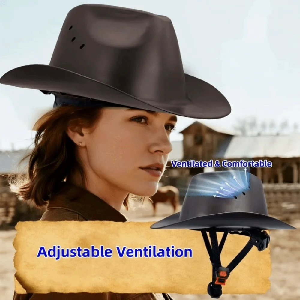Cowboy Style Western Cowboy Hard Hat High-density Polyethylene Head Protection Hard Hat High Impact Protection Comfortable