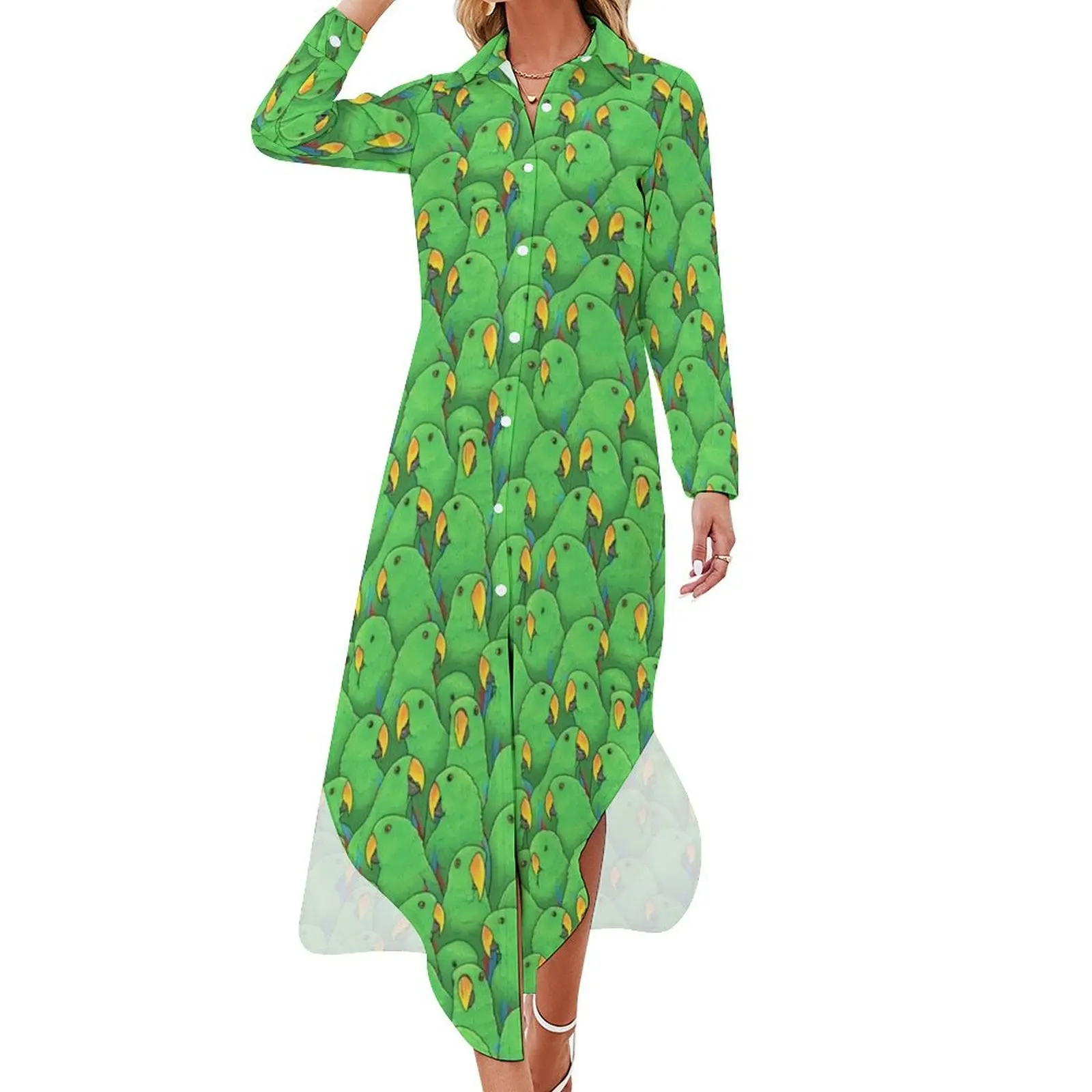 

Male Eclectus Parrots Long Sleeved Shirt Dress elegant women's dresses sale long sleeve dresses women's evening dresses