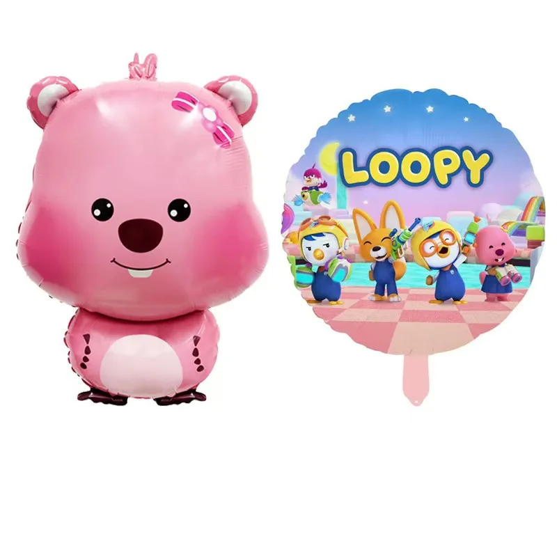 Loopy Ballons Geburtstags-Deko-Set, Loopy Themenparty Dekoration, Zahlenballons, Niedliche Kawaii Ornamente, Hintergrund-Dekoration