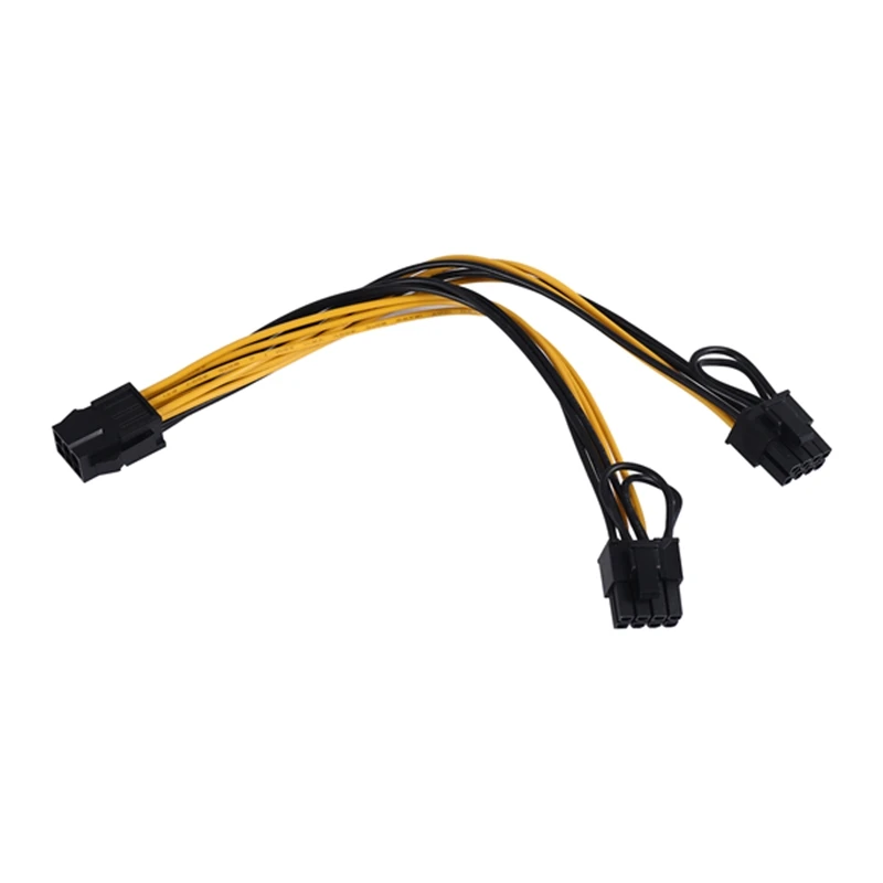 

AF91-PCI-E PCI Express 6Pin Female To Dual Dual 2-Port 8Pin (6 + 2Pin) Male F/M Adapter GPU Video Card Power Cord 18AWG 20Cm