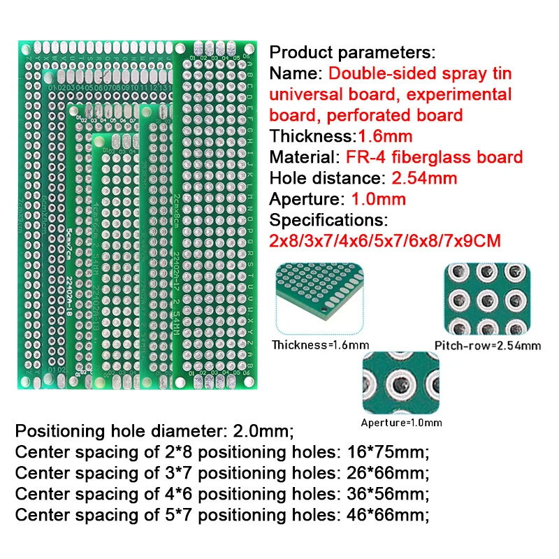 32 Pcs Double Sided PCB Board Prototype Kit 6 Sizes Universal Printed Circuit Protoboard For DIY Soldering Project