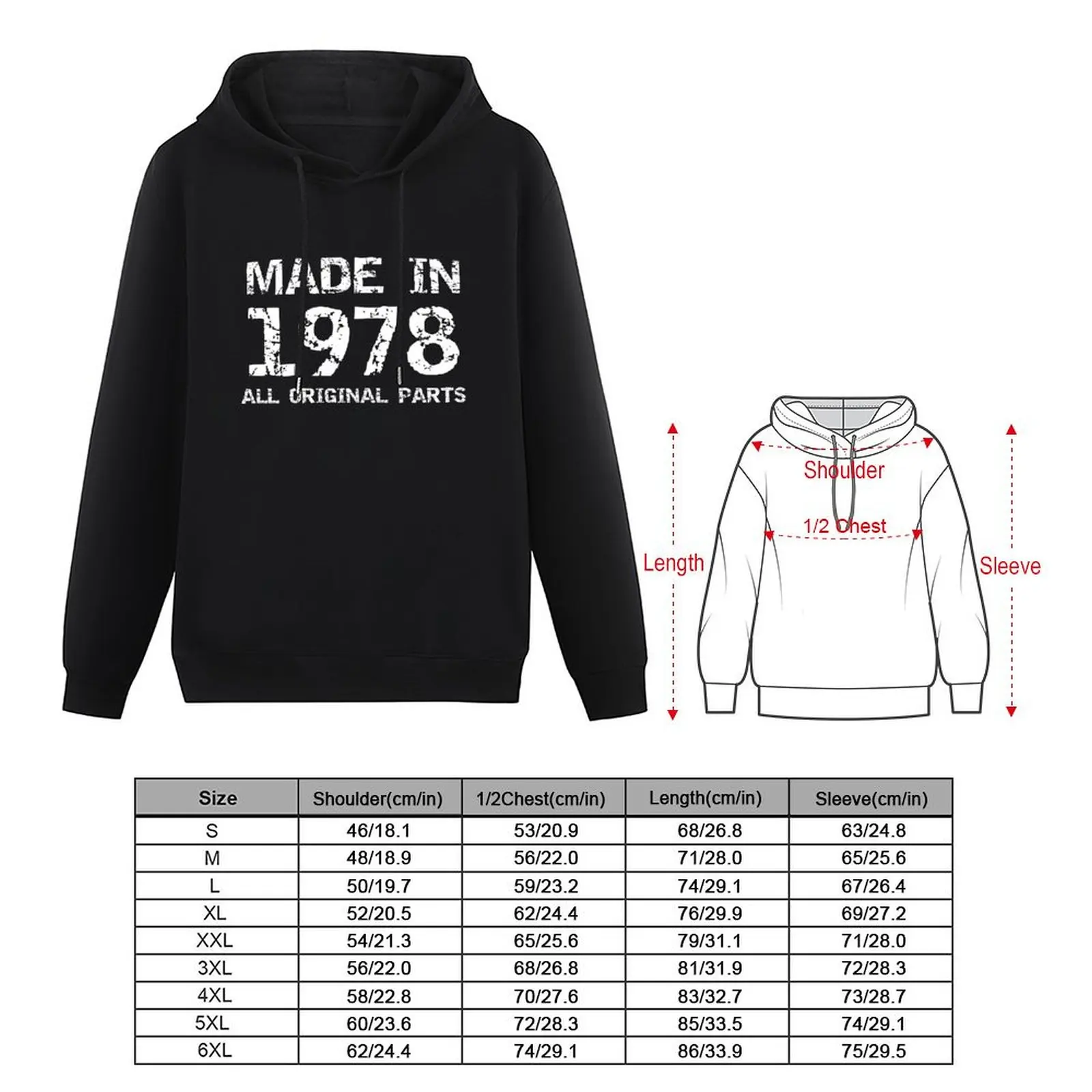 Made In 1978...ALL ORIGINAL PARTS VINTAGE 70s Pullover Hoodie men's sweat-shirt men's clothes hoodie for men