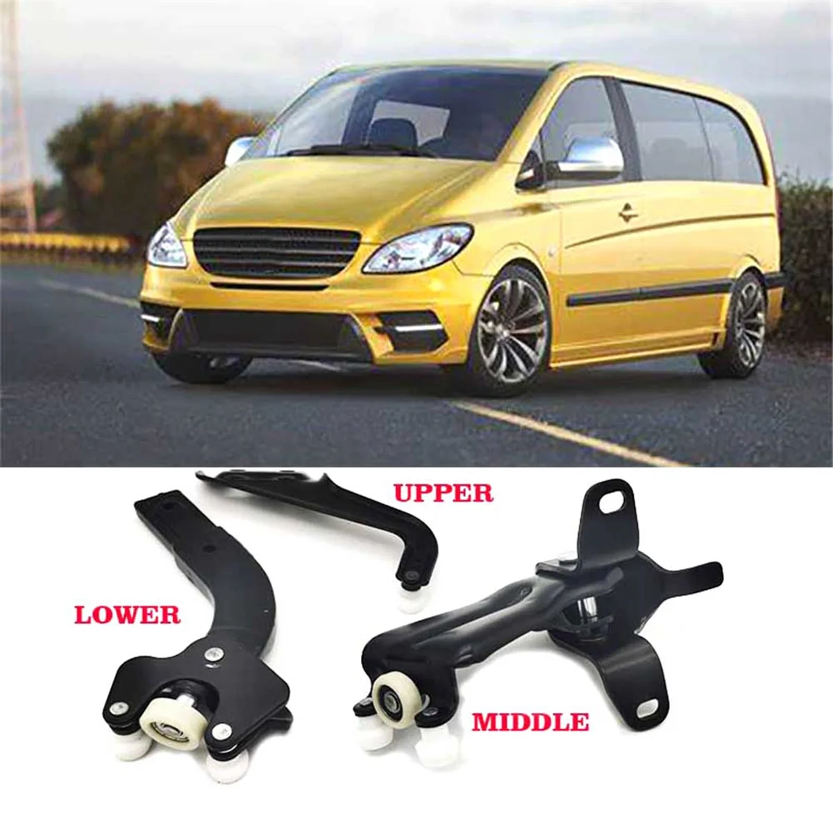 Sliding Door Rail Roller Upper Middle Lower Set 6397601747 6397601547 6397601347 for Mercedes-Benz Viano W639 Vito W639