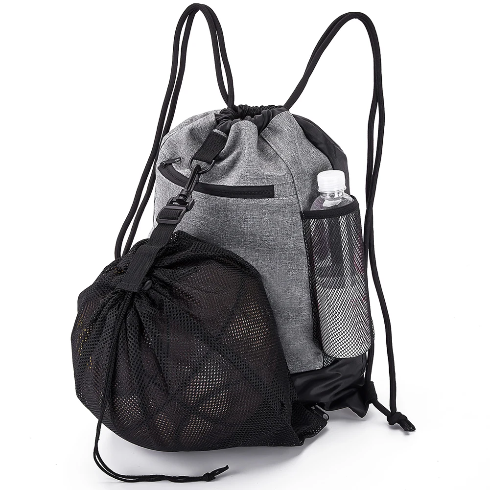 Drawstring Basketball Backpack with Detachable Mesh Bag Foldable Soccer Backpack Large Capacity Sports Sack Bag Travel Trip Bag view 5