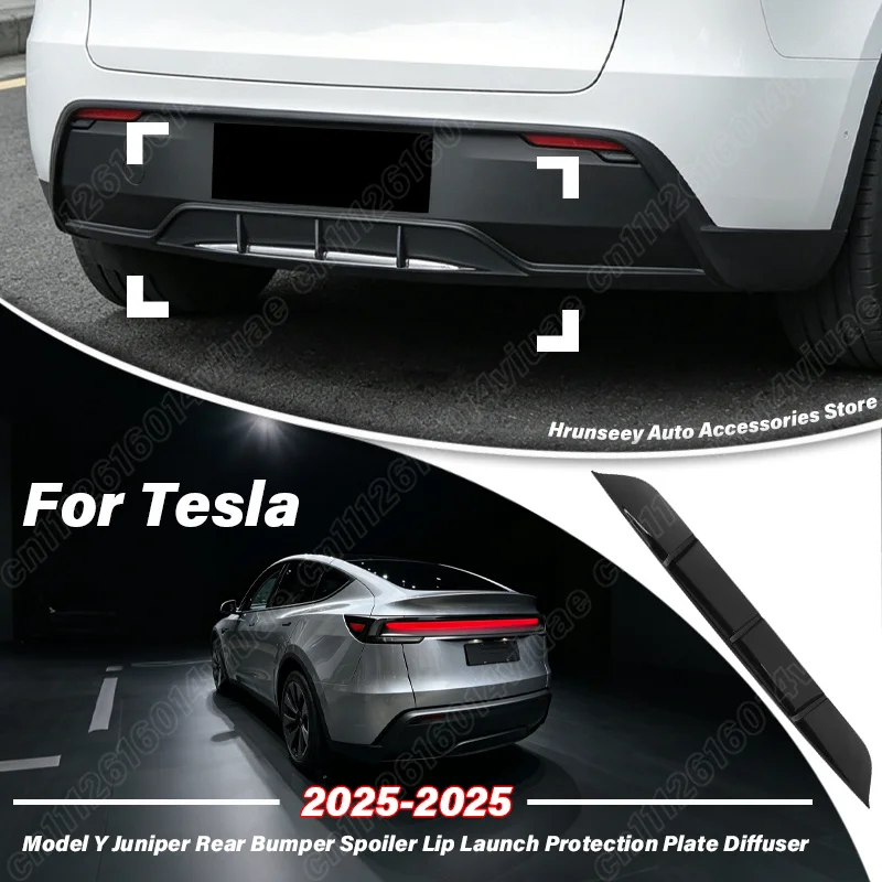 For Tesla Model Y Juniper 2025 Rear Bumper Spoiler Lip Launch Protection Plate Diffuser Rear Lower Valance Apron Guard Auto Part