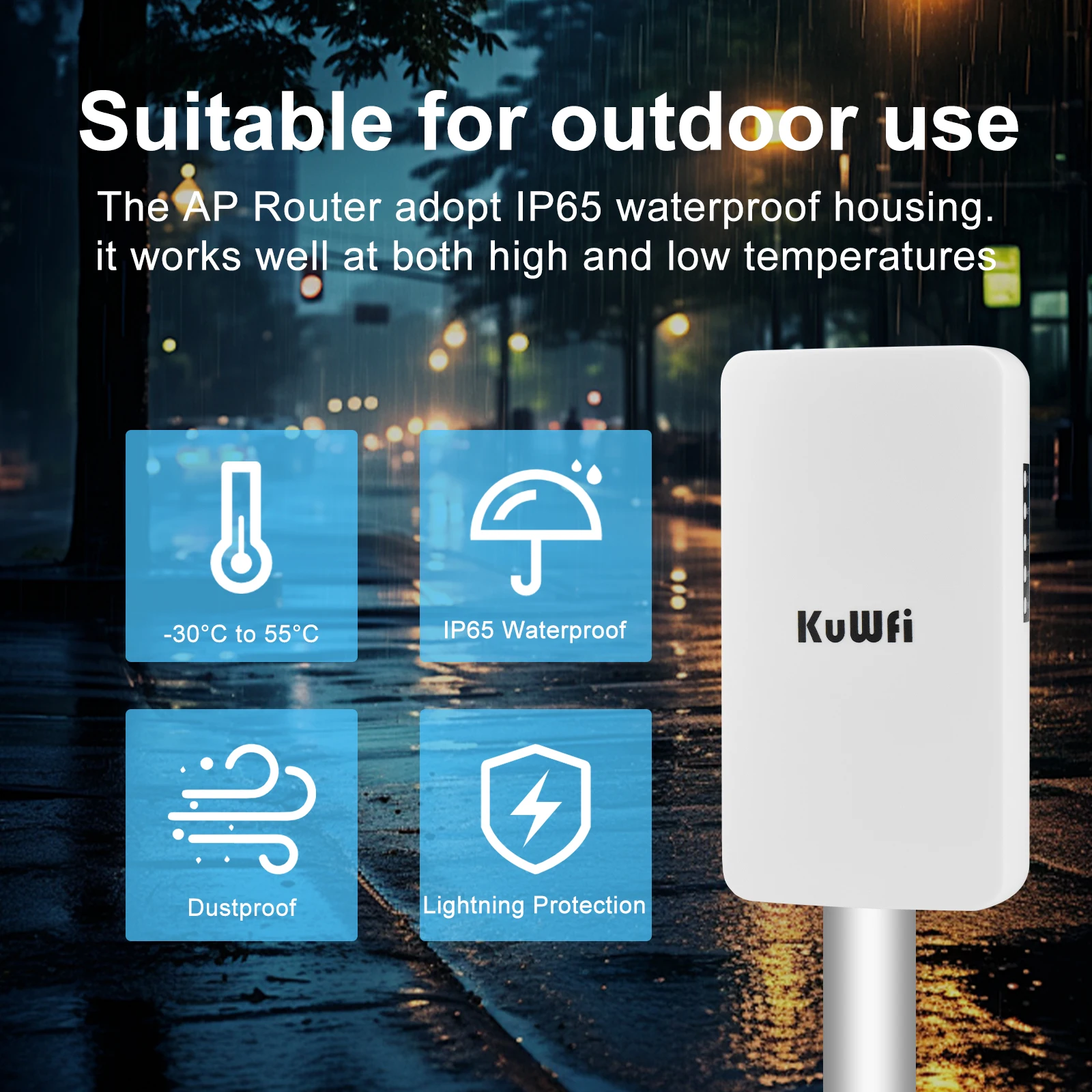 KuWFi 1KM Long Range Outdoor CPE 2.4GHz WiFi Bridge – Plug & Play Point to Point Wireless Extender for IP Camera CCTV Farm