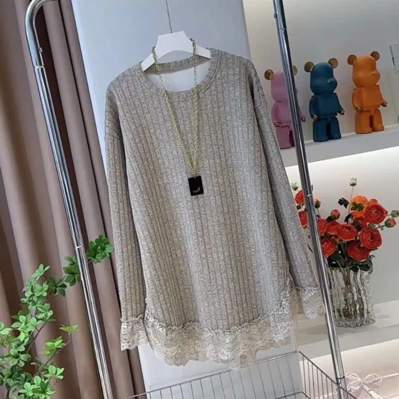 

Женский кружевной топ с разрезом на весну и осень, новый свободный и модный универсальный топ TT272