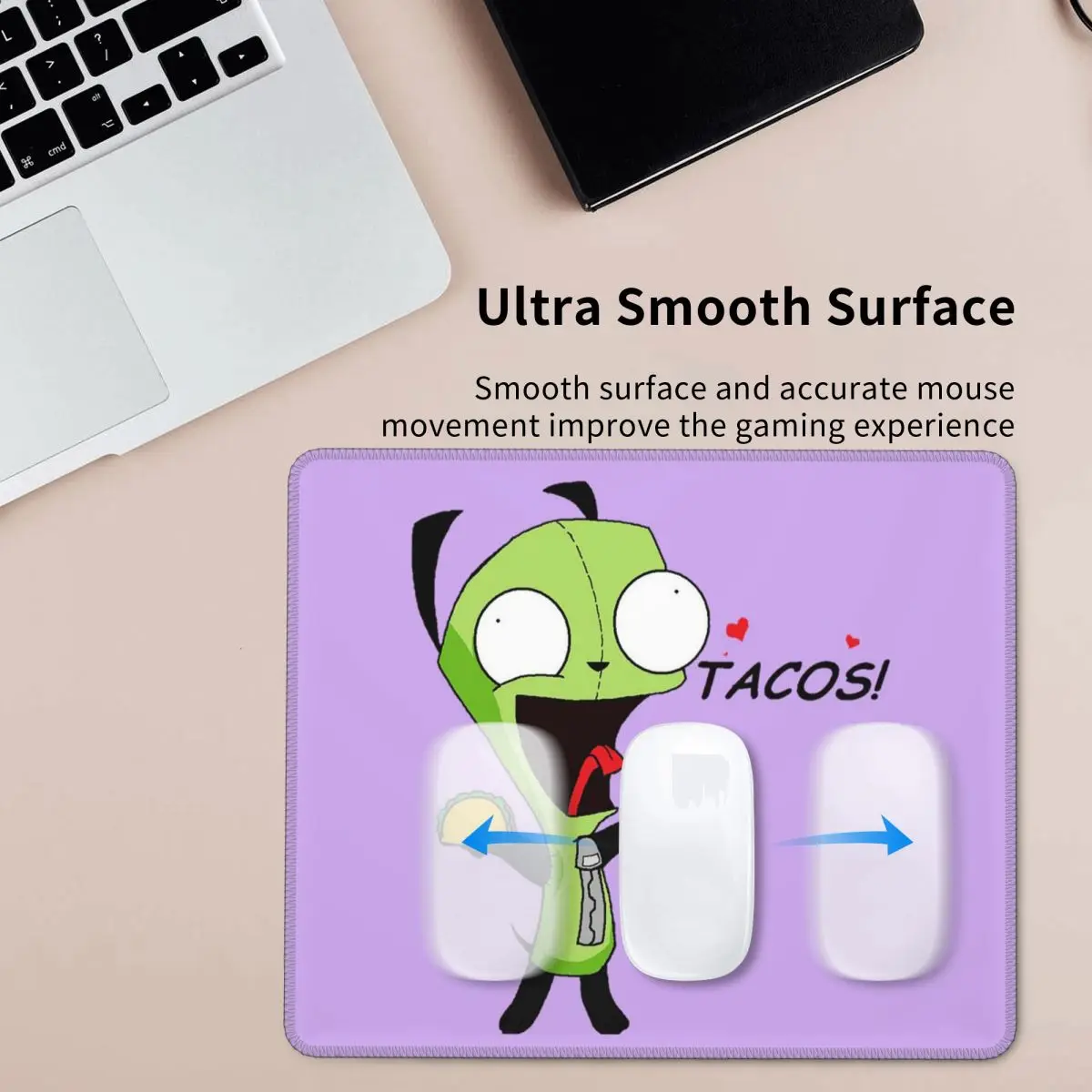 Gir Loves Tacos (Invader Zim) لوحة ماوس لوحة مفاتيح الكمبيوتر ماوس حصيرة ألعاب الكمبيوتر المحمول حصيرة مكتبية ملحقات المكتب مفارش الطاولة